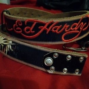 Ed hardy belt size large blk n red leather